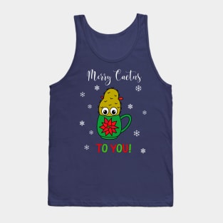 Merry Cactus To You - Small Christmas Cactus In Poinsettia Mug Tank Top